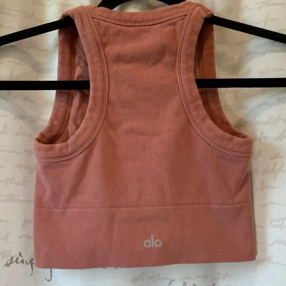 Alo Yoga Orange Terracotta Cropped Activewear Top S
